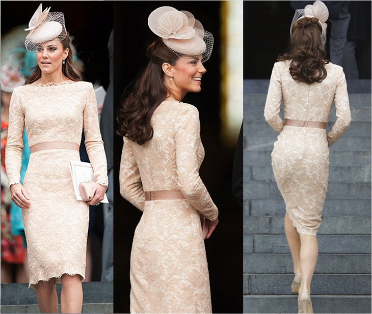 Kate Middleton Alexander McQueen Beige Lace Dress