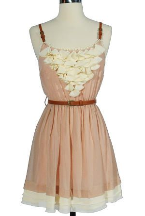 Country Whimsy Leather Belted Dress In Pink