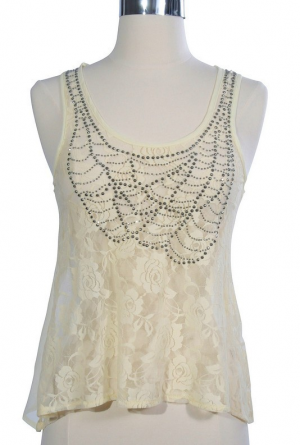 Elizabeth Embellished Top in Ivory